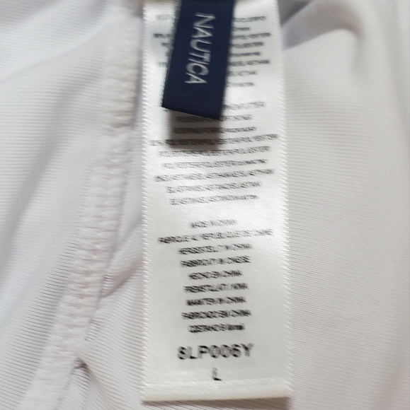 Nautica Navy Blue and White Lace Up Dock Lines One Piece Swimsuit Large - Picture 9 of 13